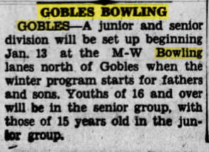 M&W Bowling Lanes - Jan 1962 Article (newer photo)